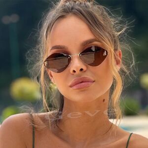 GEVE Lunettes de soleil polygonales sans monture pour femmes, lunettes de soleil de luxe pour filles,
