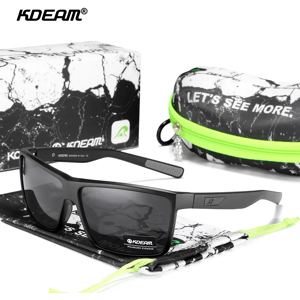 KDEAM-Lunettes de soleil polarisées rectangulaires pour hommes, revêtement véritable, durable,