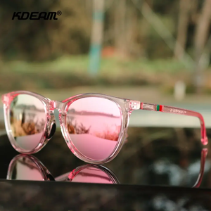 KDEAM Vintage femmes lunettes de soleil lentille polarisée charnière en métal forme ovale femme
