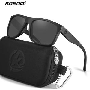 KDEAM-Lunettes de soleil polarisées avec étui à fermeture éclair pour homme, lunettes de soleil