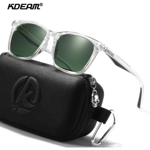 KDEAM hommes lunettes de soleil carrées lentille polarisée TR90 matériel cadre printemps charnières