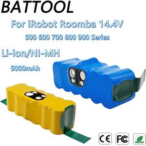 BATTOOL Batterie d'aspirateur 5000mAh 14.4V pour iRobot Roomba 500 600 700 800 900 série 510 530 550 650 770