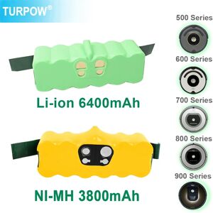 Turpow Batterie d'aspirateur 6400mAh 14.4V pour iRobot Roomba 500 600 700 800 900 980 895 890 770 780 790