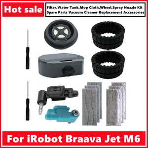 Pour filtre iRobot Braava Jet M6, réservoir d'eau, chiffon de vadrouille, roue, Kit de buse de