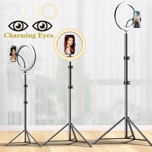 BAODELI Anneau Lumineux LED pour Selfie de 10 Pouces, Lampe Ronde à Intensité Réglable, Trépied, pour Photographie de Maquillage, Support de Téléphone