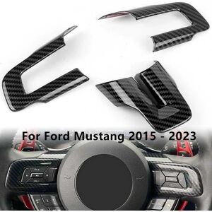 Aucun Autocollants noirs en Fiber de carbone pour couverture de volant de voiture, accessoires de décoration intérieure pour Ford Mustang 2015 2016 2017 – 2023