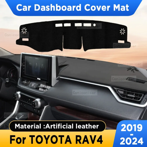 Aucun Pour TOYOTA RAV4 2019-2024 couverture de tableau de bord de voiture tapis pare-soleil en cuir