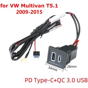 FitzVito PD type-c + QC 3.0 USB voiture contrôle Central trou inférieur droit prise de chargeur rapide pour