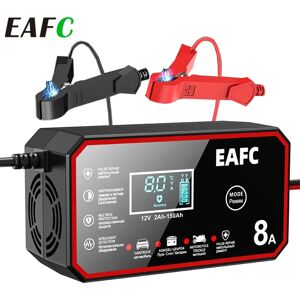EAFC Chargeur de batterie de voiture avec écran LCD, charge rapide intelligente, auto, moto, minivan, SUV, voitures classiques, accessoires de voiture, 12V, 8A