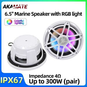 NONE Haut-parleur marin de 6.5 pouces, sortie 12V 150W avec lumière RGB colorée, étanche IPX67, haut-parleur blanc pour camping-car, Yacht, bateau de pêche