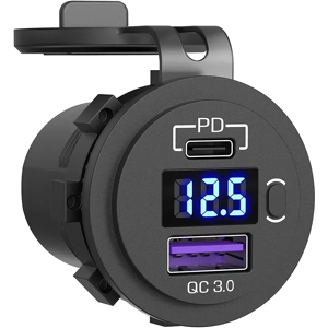 Aucun Prise de chargeur USB de voiture 48W USB Type C 12V/24V, double prise USB PD3.0 et QC3.0, avec