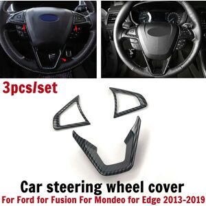 Aucun Housse de volant couleur Fiber de carbone, 3 pièces, pour Ford Fusion pour Mondeo Edge, nouveaux outils originaux de pièces automobiles de haute qualité