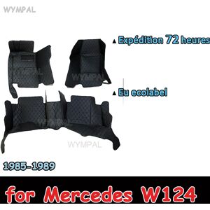Aucun Tapis de sol de voiture automobile personnalisé pour Mercedes W124 1985 1986 1987 1988 1989, tapis de voiture de luxe en cuir pour hommes et femmes, couverture complète