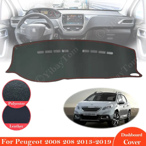 Aucun Tapis en cuir antidérapant pour Peugeot 2008 208 2013 ~ 2019, pare-soleil pour tableau de bord,