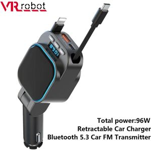 VR Robot transmetteur FM Bluetooth 5.3 lecteur MP3 de voiture 96W PD type-c + QC3.0 chargeur de