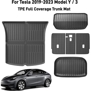 ZUIMI Tapis de coffre avant et arrière pour Tesla modèle Y/3 TPE, couverture complète du coffre, dossier