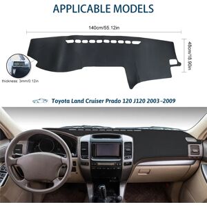 Aucun Couverture de tableau de bord intérieur de voiture pour Toyota Land Cruiser Prado 120 J120 2003 ~ 2009, tapis de couverture de tableau de bord de voiture, pare-soleil, poêle d'instrument