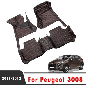 Aucun Tapis de sol de voiture en cuir artificiel, imperméable, accessoires d'intérieur personnalisés, pour Peugeot 3008 2013 2012 2011
