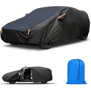 NONE Housse de voiture universelle pour SUV/berline, protection extérieure contre le soleil, la pluie et la neige, protection UV, design à fermeture éclair, housse de voiture noire 460CM
