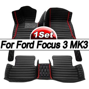 Aucun Tapis de sol automobile en cuir personnalisé pour hommes et femmes, couverture complète, tapis de voiture de luxe, Ford Focus 3, MK3, 2014, 2015, 2016, 2017