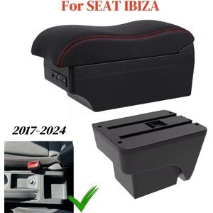 NONE Boîte d'accoudoir de voiture de haute qualité pour SEAT IBIZA 2017 – 2024, repose-bras en cuir, Console centrale de rangement, USB, accessoire de rénovation de voiture