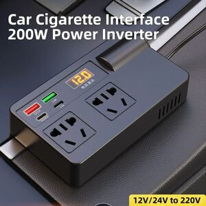 AEVYVKV Adaptateur d'alimentation pour onduleur de voiture, Interface de cigarette, convertisseur DC 12V/24V à AC 220V QC 3.0 USB/PD/type-c, détecteur de tension pour chargeur