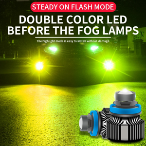 MODERN CAR Flash double couleur Laser phare LED citron vert h7 h11 9005 9006 50 w lentille LED antibrouillard