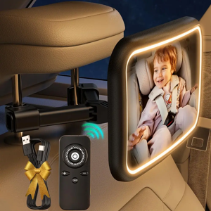 Aucun Miroir de voiture pour bébé avec lumière, bébé rechargeable 2000mAh miroir pour bébé pour siège