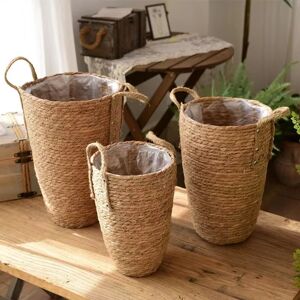 Aucun Grand panier de jardinière en osier naturel, Pot de fleur, décoration de jardin de maison, seau à
