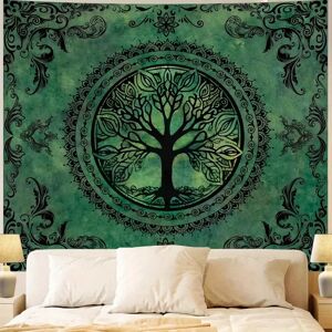 Aucun Tapisserie d'arbre de vie vert pour chambre à coucher, style Boho, arbre mandala, Art mural, esthétique Hippie, Nature, affiche d'arrière-plan florale