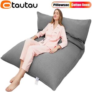 OTAUTAU coton lin oreiller Sac couverture Double canapé-lit Case carré Beanbag Chaise longue
