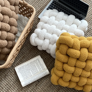 Aucun Coussin à nœud en peluche esthétique nordique, oreiller en peluche polaire berbère douce, chaise de