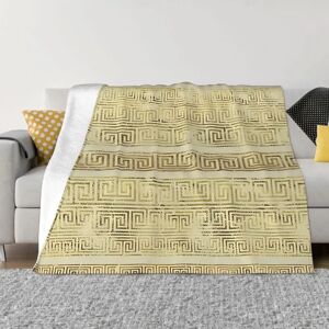Aucun Couverture de luxe noire et dorée pour clé grecque, housse de canapé en flanelle imprimée, respirante, Ultra douce, pour lit, chambre à coucher