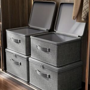 Aucun Sac de rangement pliable en tissu avec poignées renforcées – Grand sac de rangement pour vêtements, couvertures, literie et articles saisonniers (gris)