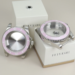 FEIYASHI Boîtier de Montre en Verre Clip Saphir, Lunette Rose pour SeATM NH34 NH35 NH36/38 ata yota 8215 ETA