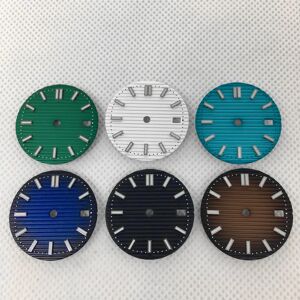 Aucun Cadran de montre à mouvement Nautilus, cadran Shoous vert, boîtier de montre Nautilus, visages de remplacement, convient à NH35, NH36, NH38, 4R35, 4R36, 6R, 7S26, 29.8mm