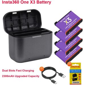 PALO 2300mAh pour batterie Insta360 One X3 + Hub de chargeur rapide pour batterie de caméra d'action panoramique Insta 360 One X 3 360 pour Insta360 X3
