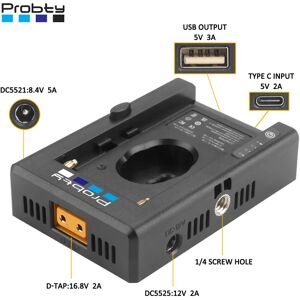 probty Plaque d'adaptateur de batterie pour chargeur de batterie NP-F, avec sortie DC12V DC8V USB-A, adaptateur de chaussure froide, trou de vis de 1/4 pouces