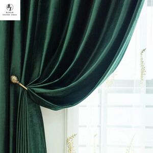 JESSANS Rideaux en velours vert foncé pour salon, chambre à coucher, salle à manger, décor de fenêtre de