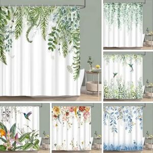 Aucun Rideau de douche vert sauge, plante botanique, feuille d'eucalyptus, aquarelle, feuilles vertes, rideaux de bain floraux, décor de salle de bain en tissu