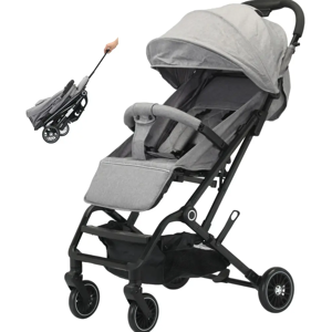 Aucun Poussette Légère Pliable en Un Clic pour Bébé de 0 à 60 Mois, Dossier Réglable, 4 Roues à Comcussion