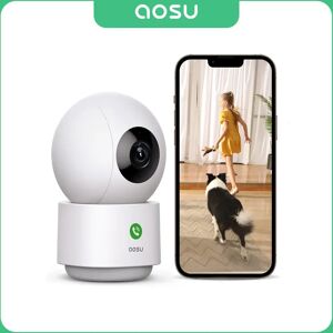 AOSU 3MP 5G/2.4GHz bébé moniteur WiFi caméra de sécurité intérieure 6X Zoom 2 voies Audio