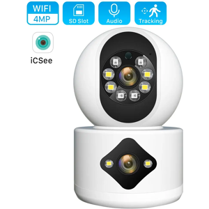 ANBIUX Caméra WiFi à double objectif 4MP, double écran, moniteur pour bébé, suivi automatique, détection