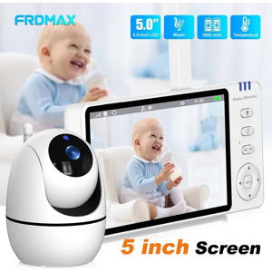 FRDMAX Moniteur vidéo pour bébé de 5 pouces, audio bidirectionnel sans fil intérieur, surveillance mère