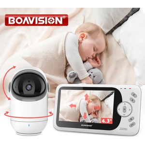 BOAVISION Moniteur vidéo pour bébé de 4.3 pouces, avec caméra panoramique inclinable, Audio bidirectionnel