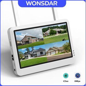 Wonsdar Moniteur LCD sans fil 8CH de 7 pouces, écran NVR avec WIFI, système d'enregistrement de sécurité domestique, Surveillance vidéo, moniteur H.265 XMeye