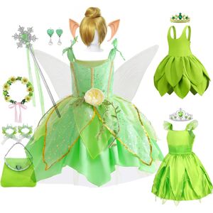 SistersLiu Robe fée clochette pour filles, Costumes d'halloween pour enfants filles, princesse féerique verte,
