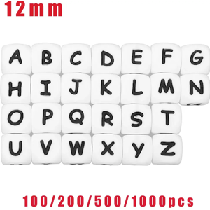 Aucun 100-1000 pièces lettres en Silicone perles 12mm bébé à mâcher dentition Alphabet perles bricolage