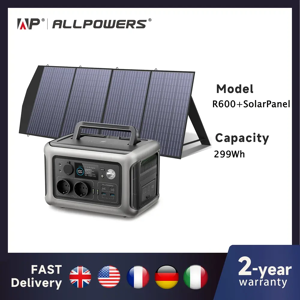 Générateur solaire ALLPOWERS R600 avec panneau solaire (en option), centrale électrique portable 600 W 299 Wh LiFePO4 avec chargeur solaire pour le camping