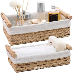 Aucun Panier de rangement pour salle de bain et cuisine, 1 pièce, petit organisateur en osier pour